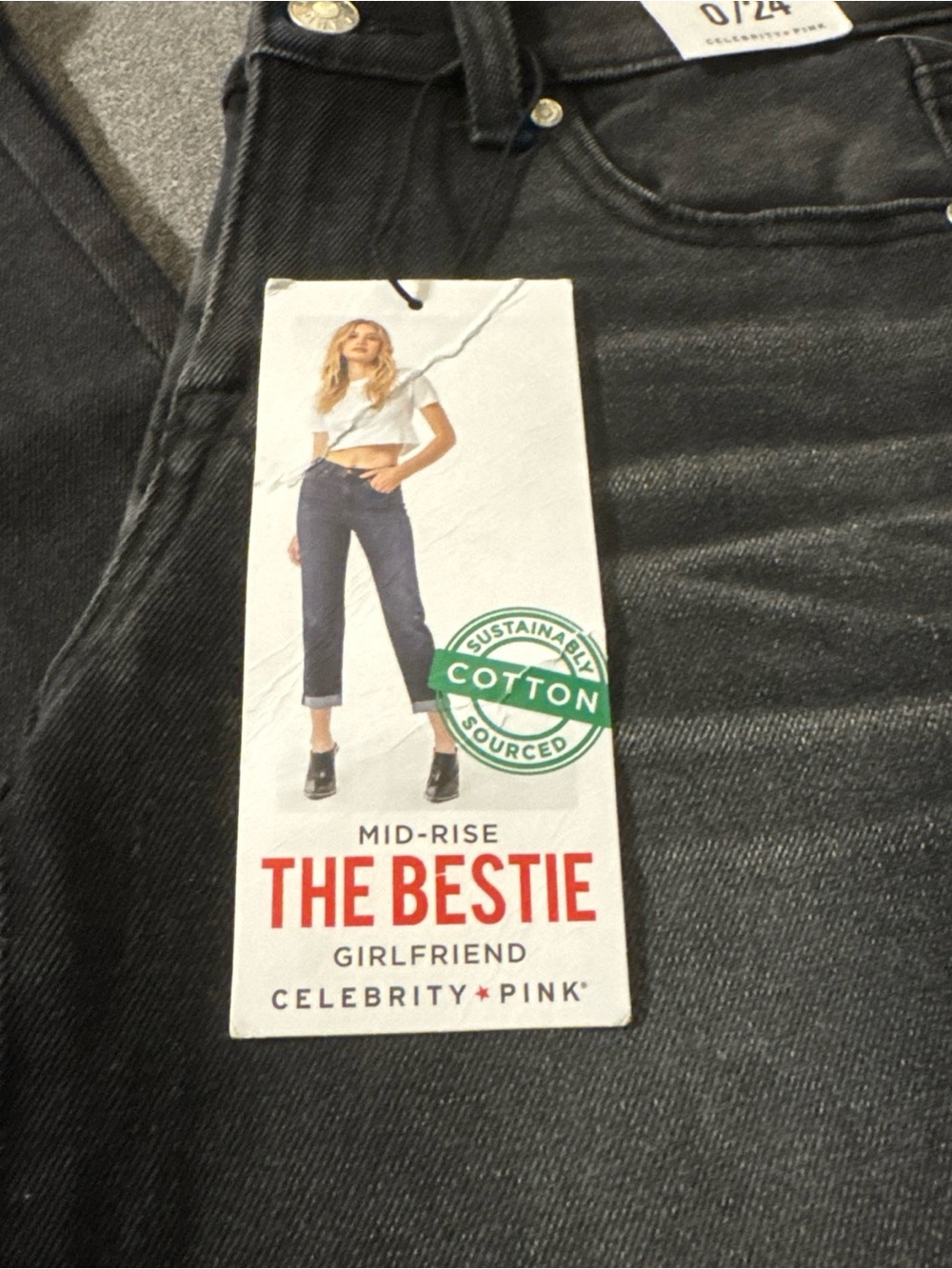 Celebrity Pink Black Mid-Rise Bestie Boyfriend Jeans